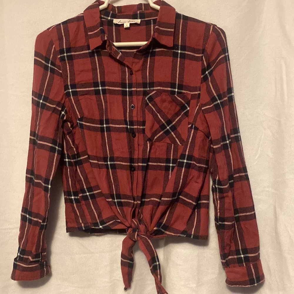 Love Tree Pink Plaid Button Up Shirt